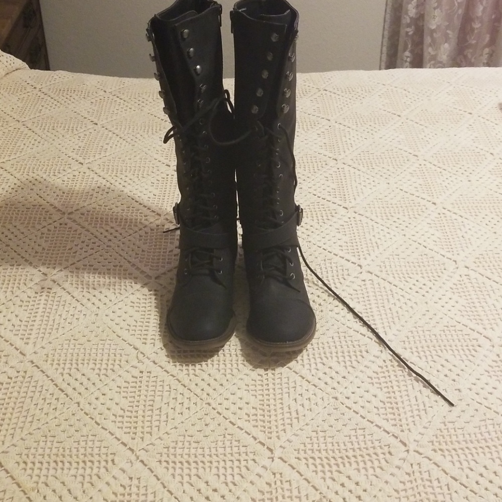Black lace-up boots NWOT